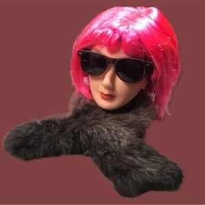 Fur stole/collar. Luxurious soft rabbit fur. Gray and brown.